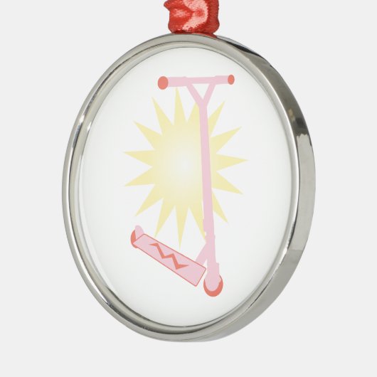 Ornement Rond Argenté Scooter rose (Gauche)