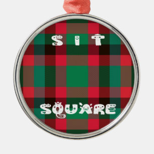 Ornement Rond Argenté Scottish Royal À damiers Tartan Plaid avec texte
