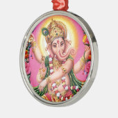 Ornement Rond Argenté Seigneur Ganesha de danse (Gauche)