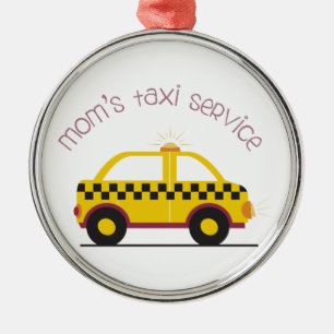 Ornement Rond Argenté Service de taxi de mamans
