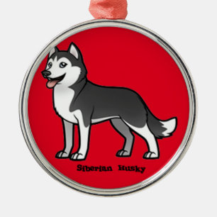 Ornement Rond Argenté Sibérien Husky