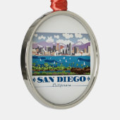 Ornement Rond Argenté Skyline San Diego (Droite)