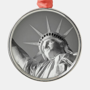 Ornement Rond Argenté Statue blanche noire de la Liberté