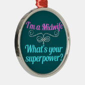 Ornement Rond Argenté Superhero mignonne sage-femme (Droite)