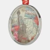 Ornement Rond Argenté Symbole d'Art de New York (Gauche)