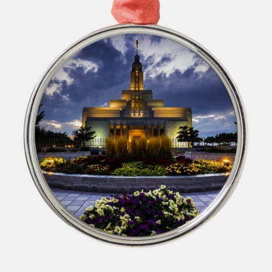 Ornement Rond Argenté Temple mormon de Draper Lds - Utah (Devant)