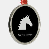 Ornement Rond Argenté Tête de cheval blanc (Droite)