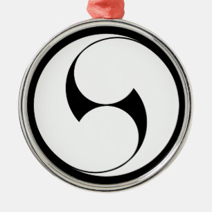 Ornement Rond Argenté Tomoe double droite (fond découpé)