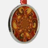 Ornement Rond Argenté Tons Motifs tourbillonnants Orange, Brown, vert (Droite)