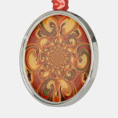 Ornement Rond Argenté Tons Motifs tourbillonnants Orange, Brown, vert (Gauche)
