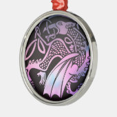 Ornement Rond Argenté Tour de dragon celtique (Gauche)