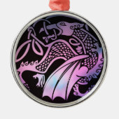 Ornement Rond Argenté Tour de dragon celtique (Devant)