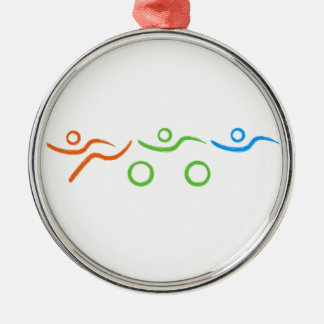 Ornement Rond Argenté Triathlon cool et design unique