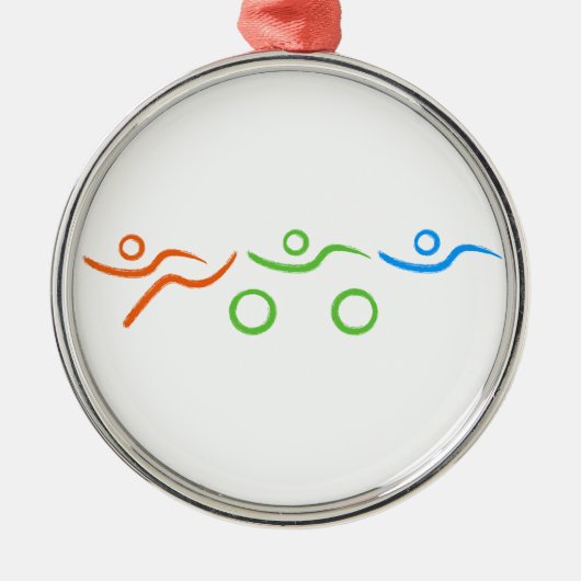 Ornement Rond Argenté Triathlon cool et design unique (Devant)