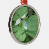 Ornement Rond Argenté trillium blanc avec verdure (Droite)