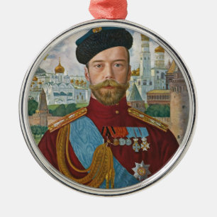Ornement Rond Argenté Tsar Nicholas II