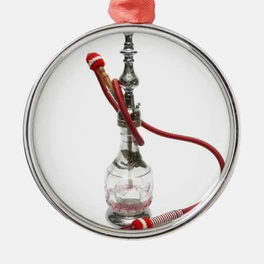 Ornement Rond Argenté Tuyau d'eau Hookah (Devant)