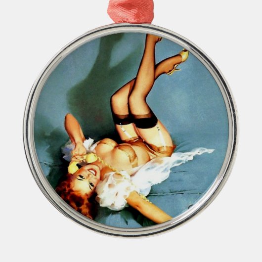 Ornement Rond Argenté Un appel téléphonique vilain (Devant)