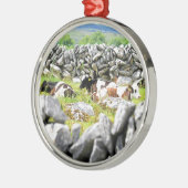 Ornement Rond Argenté Vaches Moo (Gauche)