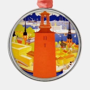 Ornement Rond Argenté Vintage Stockholm