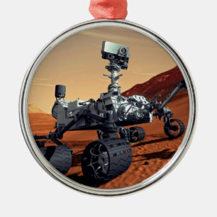 Ornement Rond Argenté Vue d'artiste du rover de la NASA Mars Curiosity