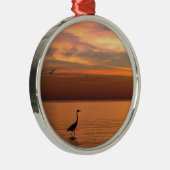 Ornement Rond Argenté Vue d'océan au coucher du soleil (Droite)