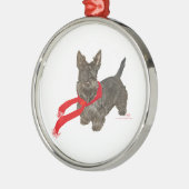 Ornement Rond Argenté Winter Scottie in Wam Scarf (Gauche)