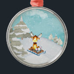 Ornement Rond Argenté Winter Woodland Friends - Illustration animale<br><div class="desc">Cette belle collection vibrante de dessins pour enfants, présente une variété de mignons animaux aquarelles dans une scène de neige hivernale (cerf et souris) chevauchant le traîneau entouré de grands arbres verts brillant avec la neige légère du soleil brillant, tandis que la neige tombe. Cette jolie illustration animale fait un...</div>
