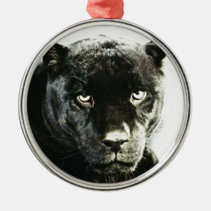 Ornement Rond Argenté Yeux Jaguar