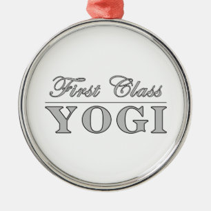 Ornement Rond Argenté Yoga et Yogis : Yogi de première classe
