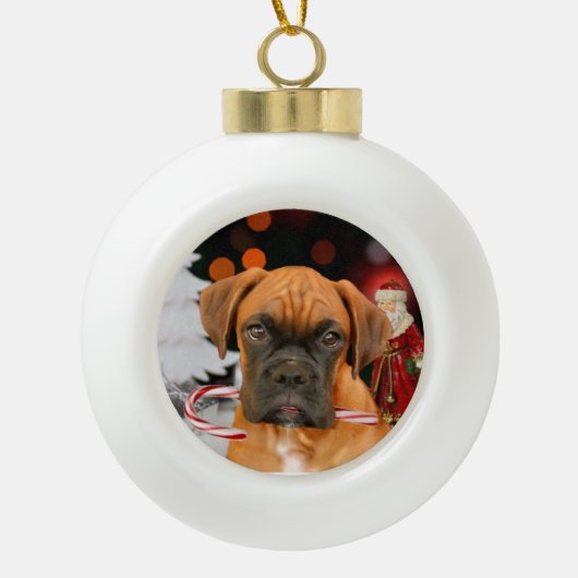 Ornement rond de chien de boxeur de Christmasn (Devant)
