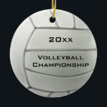 Ornement rond de conception de volleyball<br><div class="desc">Volleyball Design Round Ornament,  avec du texte personnalisable à l'avant.</div>
