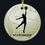 Ornement rond de conception de volleyball<br><div class="desc">Volleyball Design Round Ornament,  avec du texte personnalisable à l'avant et à l'arrière.</div>