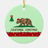 Ornement rond de drapeau de Noël de la Californie (Devant)