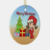 Ornement rond de fille d'enfant en bas âge de Noël (Droite)