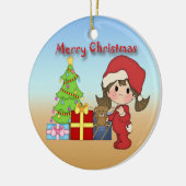 Ornement rond de fille d'enfant en bas âge de Noël (Gauche)