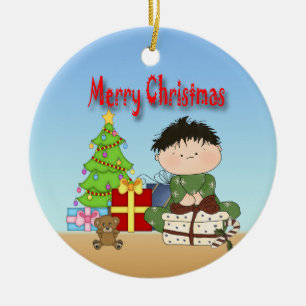 Ornement rond de garçon d'enfant en bas âge de