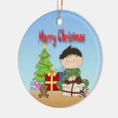 Ornement rond de garçon d'enfant en bas âge de (Gauche)