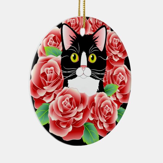 Ornement rond de minou rose mignon d'amour de chat (Droite)