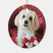 Ornement rond de Noël de chien de Morkie de sucre (Gauche)