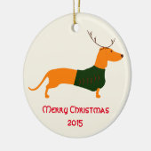 Ornement rond de teckel de Noël (Gauche)