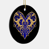Ornement rond du coeur de Filigree bleu (Droite)