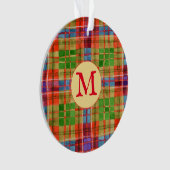 Ornement rond en acrylique avec initiale + tartan  (devant)
