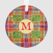 Ornement rond en acrylique avec initiale + tartan  (dos)