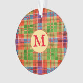 Ornement rond en acrylique avec initiale + tartan  (devant)