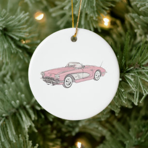 Ornement Rond En Céramique 1958 Chevy Corvette Christmas Ornament