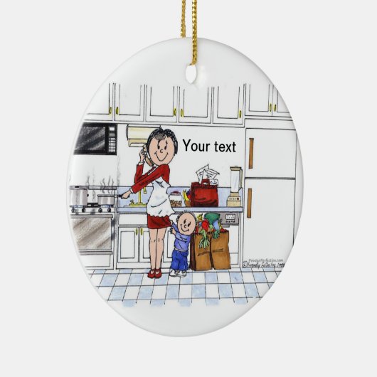Ornement Rond En Céramique #1 Maman - Des gens amicaux (Droite)