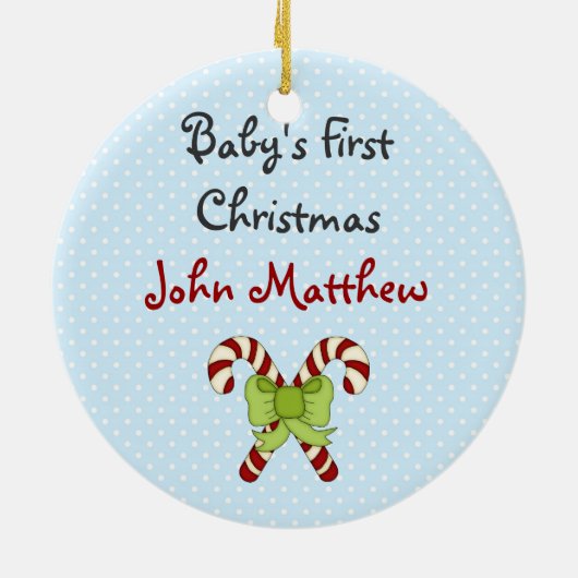 Ornement Rond En Céramique 1er bébé personnalisé Noël mignon Chien chiot (Dos)