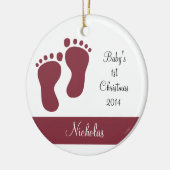 Ornement Rond En Céramique 1er bébé rouge (Gauche)