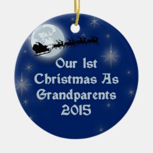 Ornement Rond En Céramique 2015 notre ęr Noël comme grands-parents
